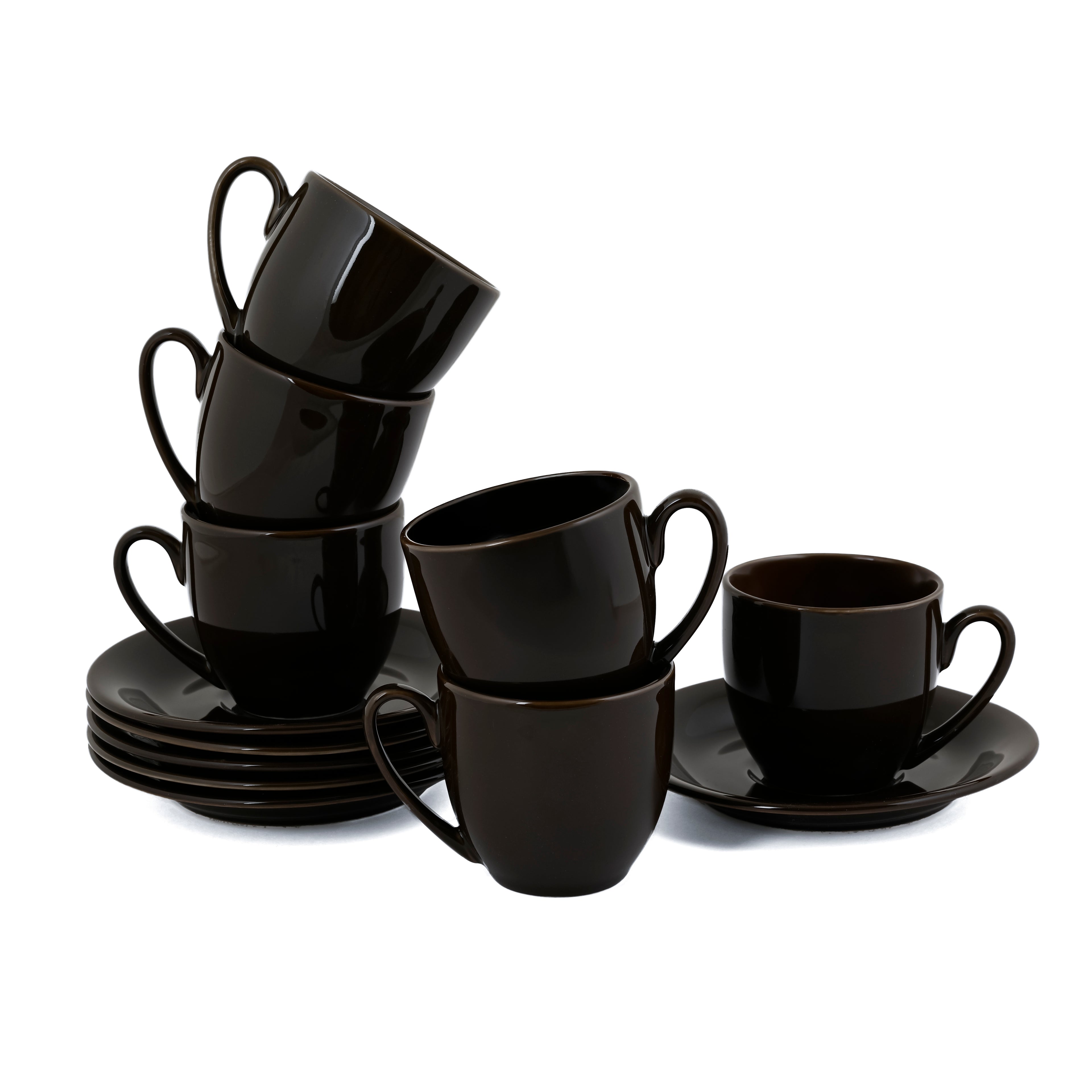 Glossy Brown Cup & Saucer-190ML