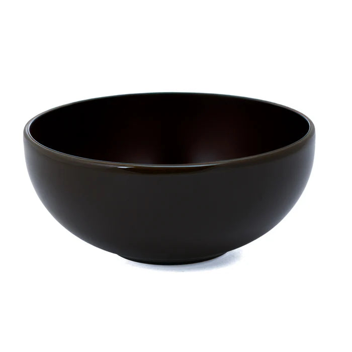 Glossy Brown Soup Bowl with Spoon